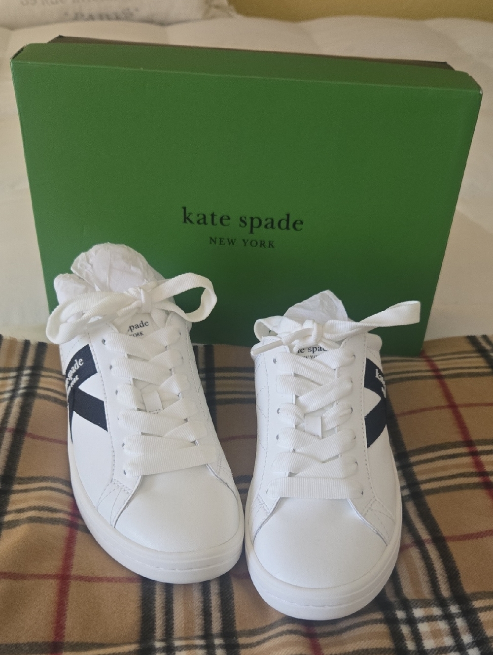 Kate spade White Womens Sneakers with Black Side Accent